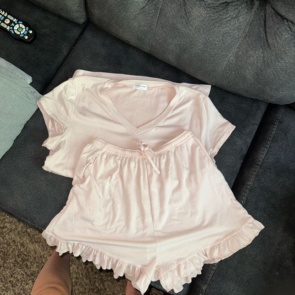 Light Pink Ruffle Pajama Set - Picture 4 of 7